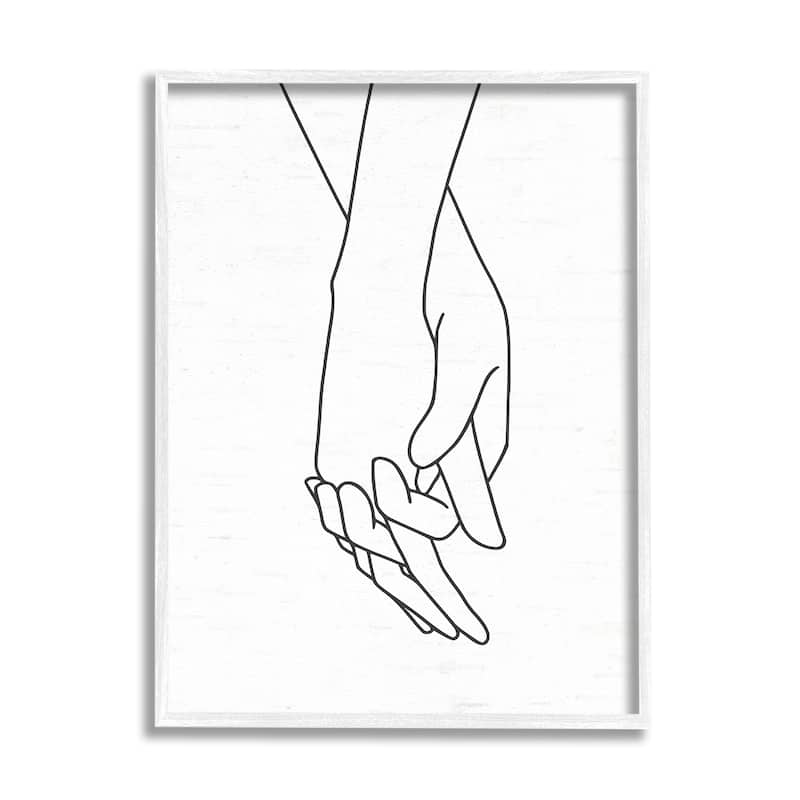Stupell Romantic Holding Hands Outline Drawing Loving Couple Framed Wall Art, Design by Lettered and Lined - White