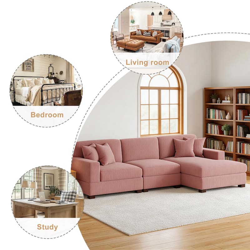 Oversized L-shaped Modular Sectional Sofa with Chaise Lounge