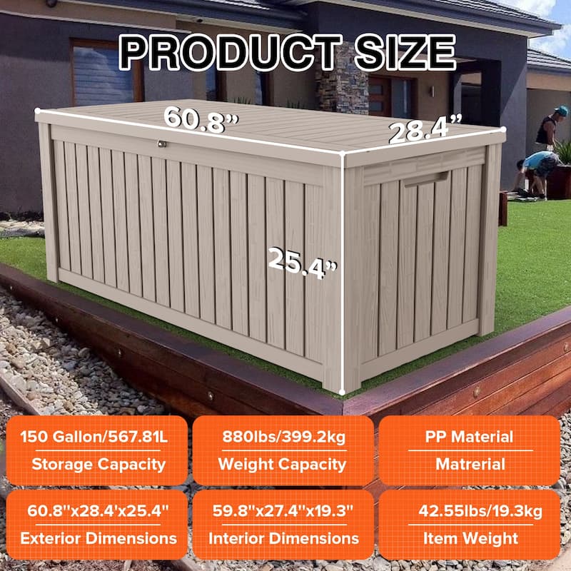 150 Gal. Wicker Resin Outdoor Patio Storage Deck Box