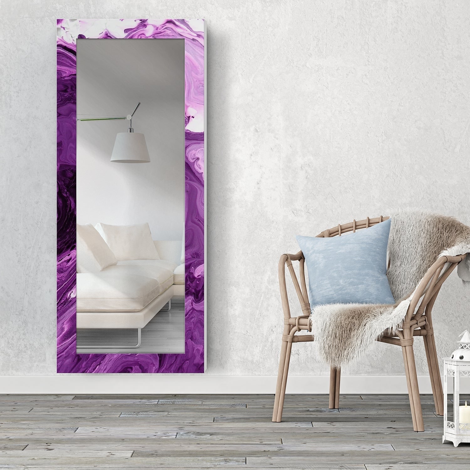 Grandeur Gallery-Grade Rectangle Framed Floor / Wall Mirror - Bed