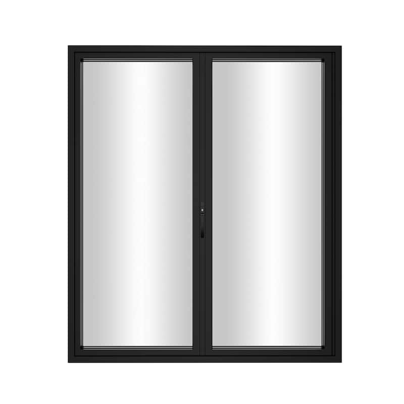 KaMic Elite-Fold 72" x 96" 2-Panel Aluminum Folding Door in Black with Hidden Hinges & Rollers, Folded Out From Left To Right