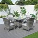 preview thumbnail 22 of 31, 5-Piece Aluminum Woven Rattan Dining Set with Cushions and Tempered Glass