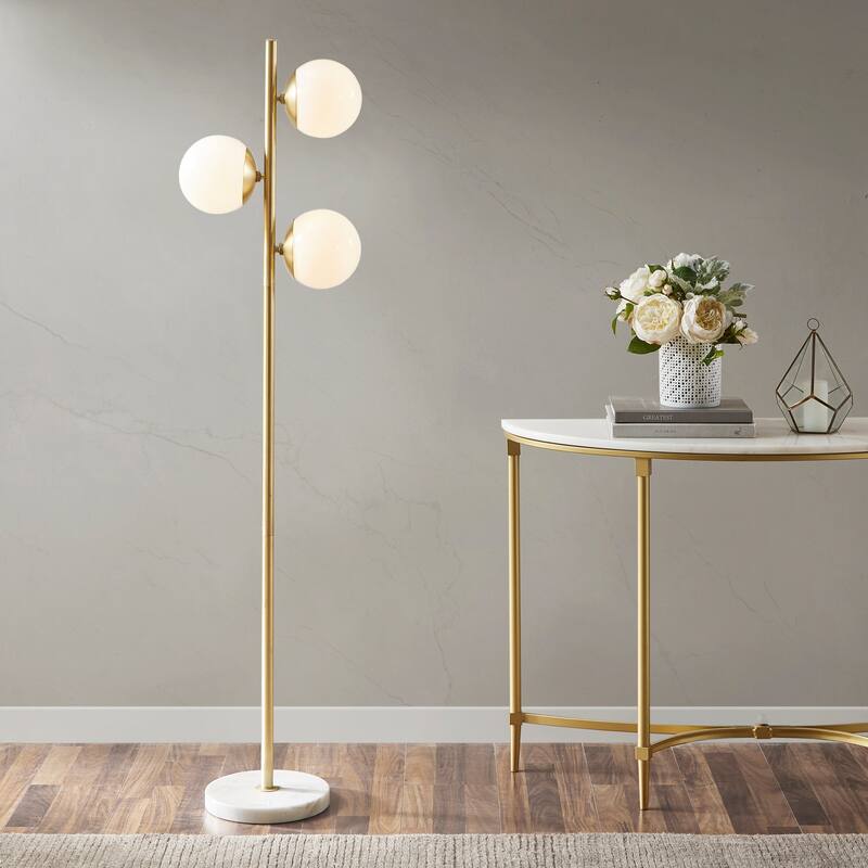 INK+IVY Holloway 3-Globe Light Floor Lamp with Marble Base