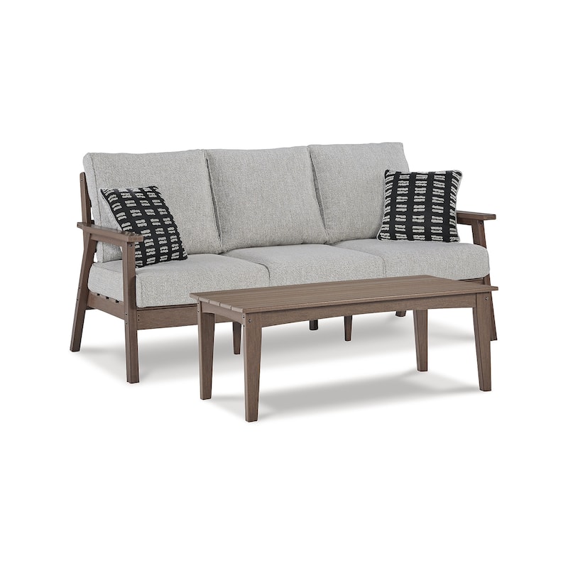 Signature Design by Ashley Emmeline Brown/Beige 2-Piece Outdoor Seating Package - 77.25" W x 28" D x 35.5" H