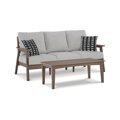 Signature Design by Ashley Emmeline Brown/Beige 2-Piece Outdoor Seating Package - 77.25" W x 28" D x 35.5" H