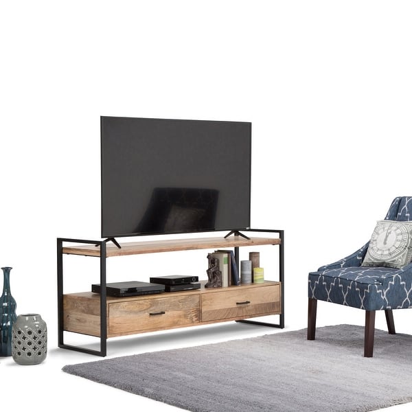 slide 12 of 12, WYNDENHALL Lawson SOLID MANGO WOOD 60 inch Wide Modern Industrial TV Media Stand in Natural For TVs up to 65 inches