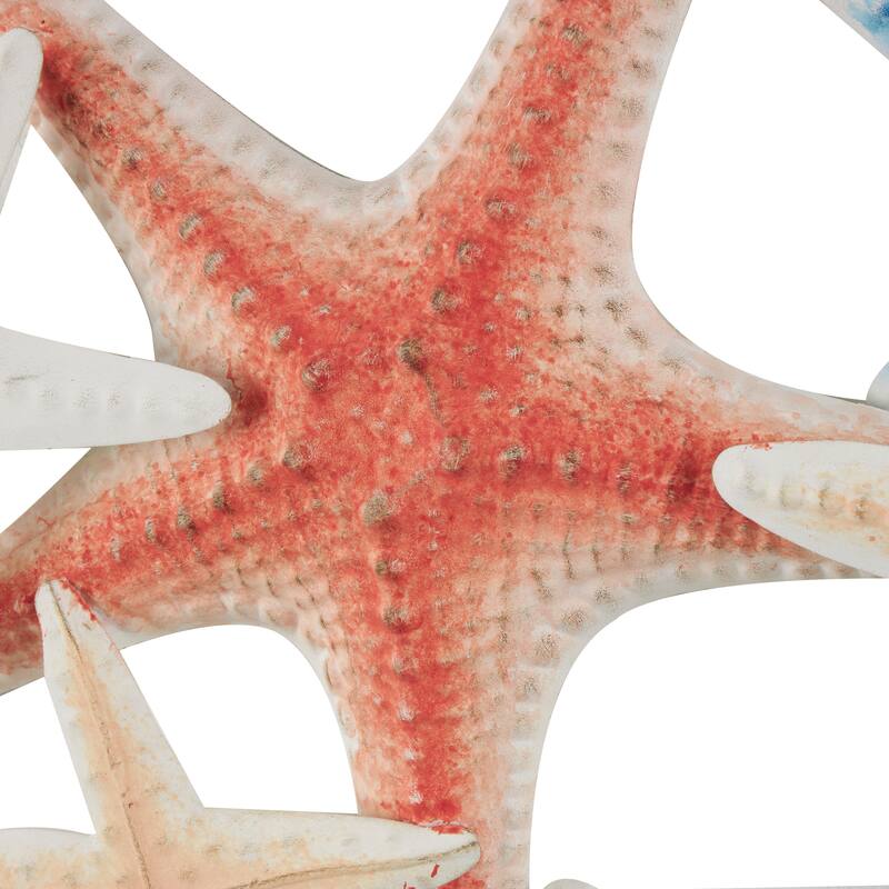 Metal Starfish Layered Wall Decor with Blue and Red Accents - Brown - Roche River Decor