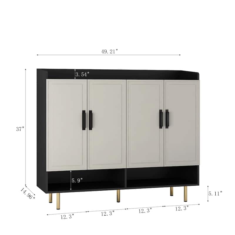 Sideboard,Shoe Cabinet w/4 Doors Large Shoe Storage Organizer Cabinet