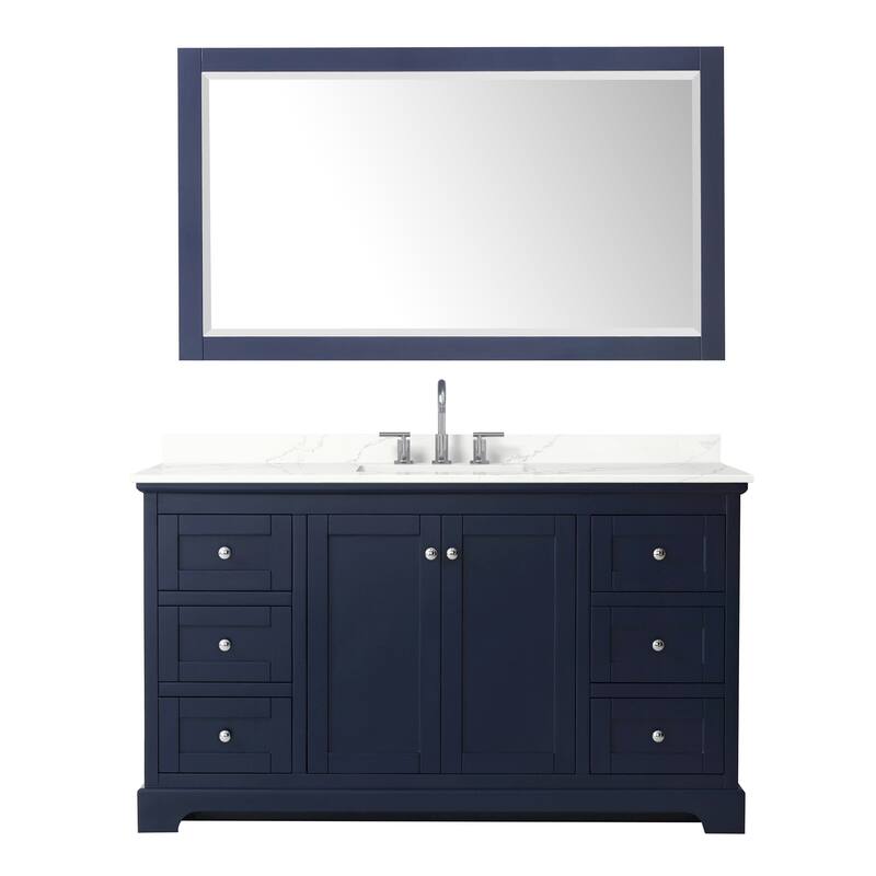 Avery 60-inch Single Vanity, Quartz Top, 58-inch Mirror