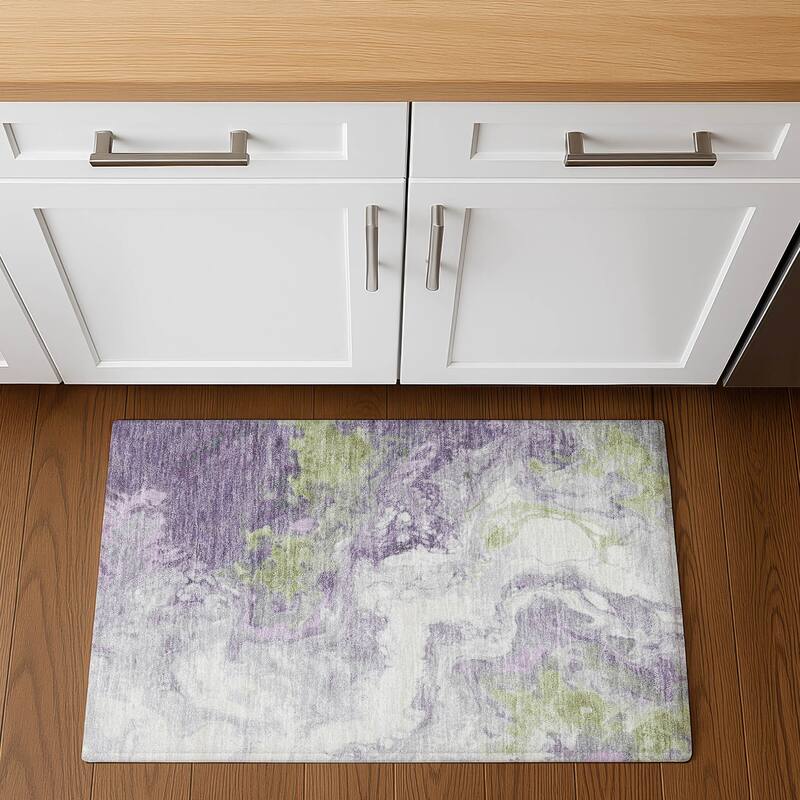 Premium Washable Super Soft Abstract Contemporary Mayfield Rug - 1'8" x 2'6" - Lavender