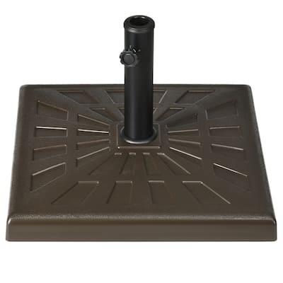 Heavy Duty Brown Patio Umbrella Base 42 lbs Resin and Steel Weather Resistant Stand - 20" L x 20" W x 12.5" H