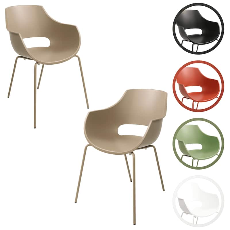 Furnish Theory Urban-ML Pro Indoor/Outdoor Stackable Dining Armchairs Polypropylene Shell & Powder-Coated Steel Legs (Set of 2)