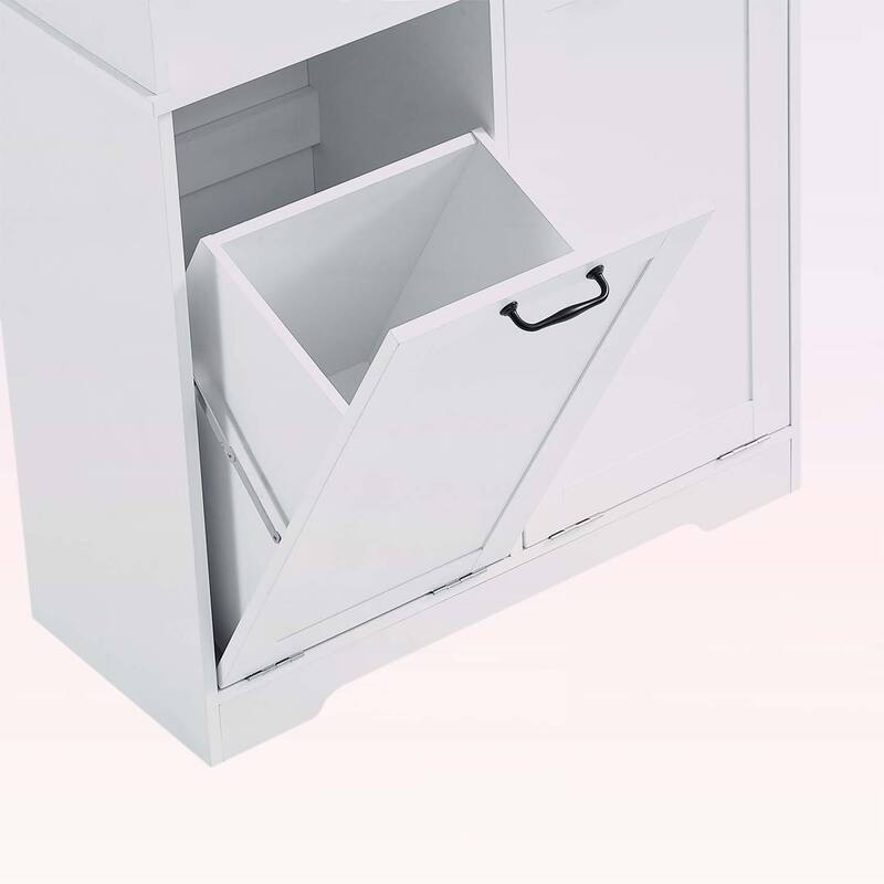 Bathroom Storage Cabinet with Doors,Drawers,Tilt-Out Laundry Hamper,and Adjustable Shelves