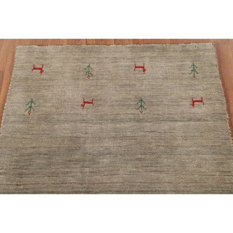 Little Animals Tribal Gabbeh Indian Accent Rug Handmade Wool Carpet - 2'9"x 4'11"