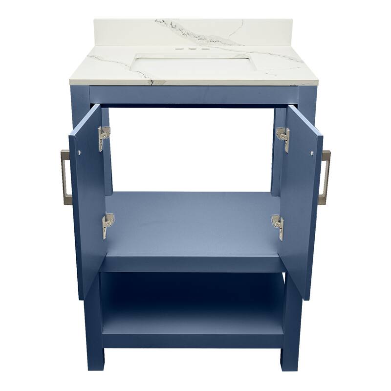 Taos 25" Bathroom Vanity with Cultured Marble Vanity Top Sink in White with White Basin