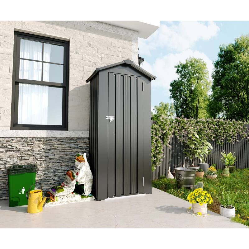 Galvanized Iron Garden Shed Tool Shed with Waterproof Lock & Stylish Design Outdoor Storage Shed for Backyard