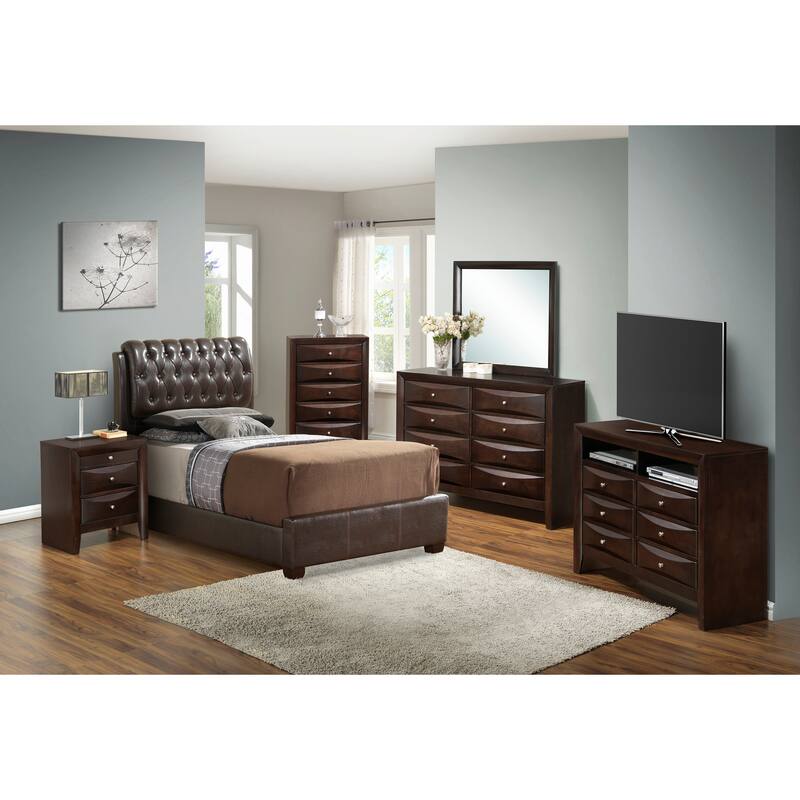 Twin Size PU Panel Bed with Sturdy PU Construction and Space-Saving Design