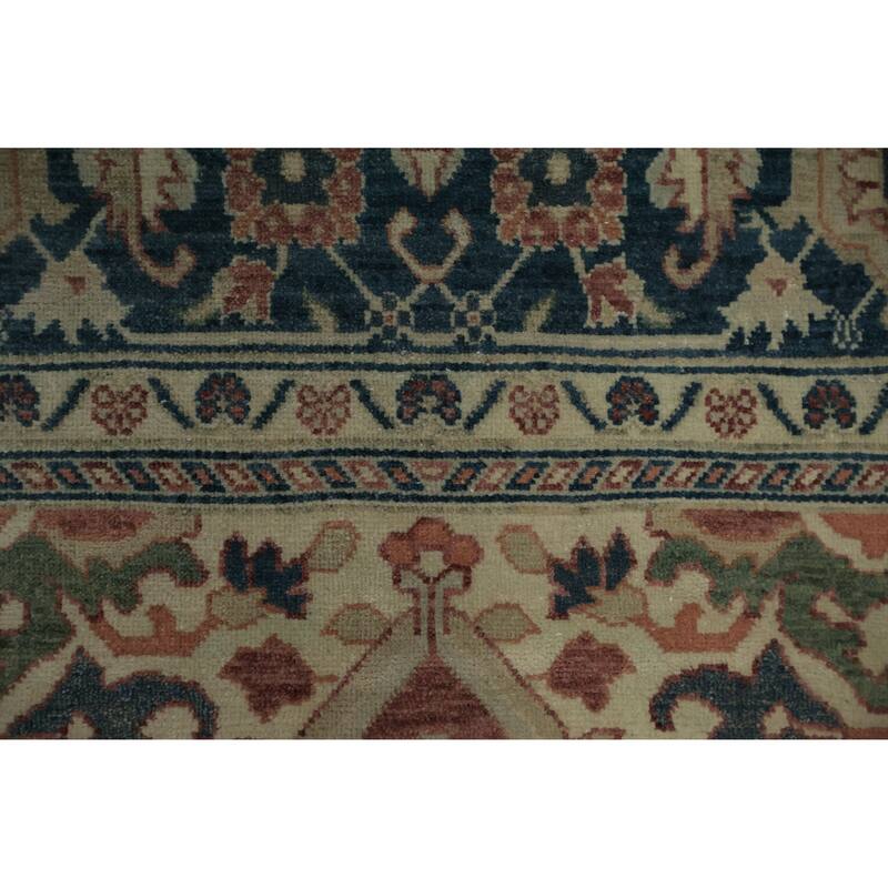 Hand Knotted Oriental 100% Wool Carpet Transitional Floral Pink Oushak Area Rug - 11' 6'' X 8' 11''