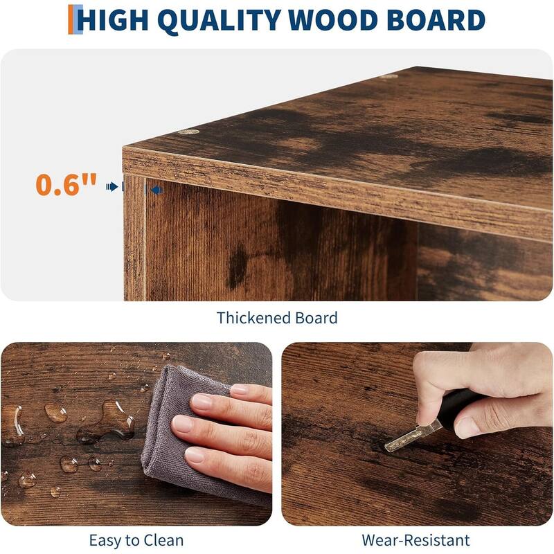 6-Shelf Tall Industrial Bookcase Open Display Shelf for Home Office