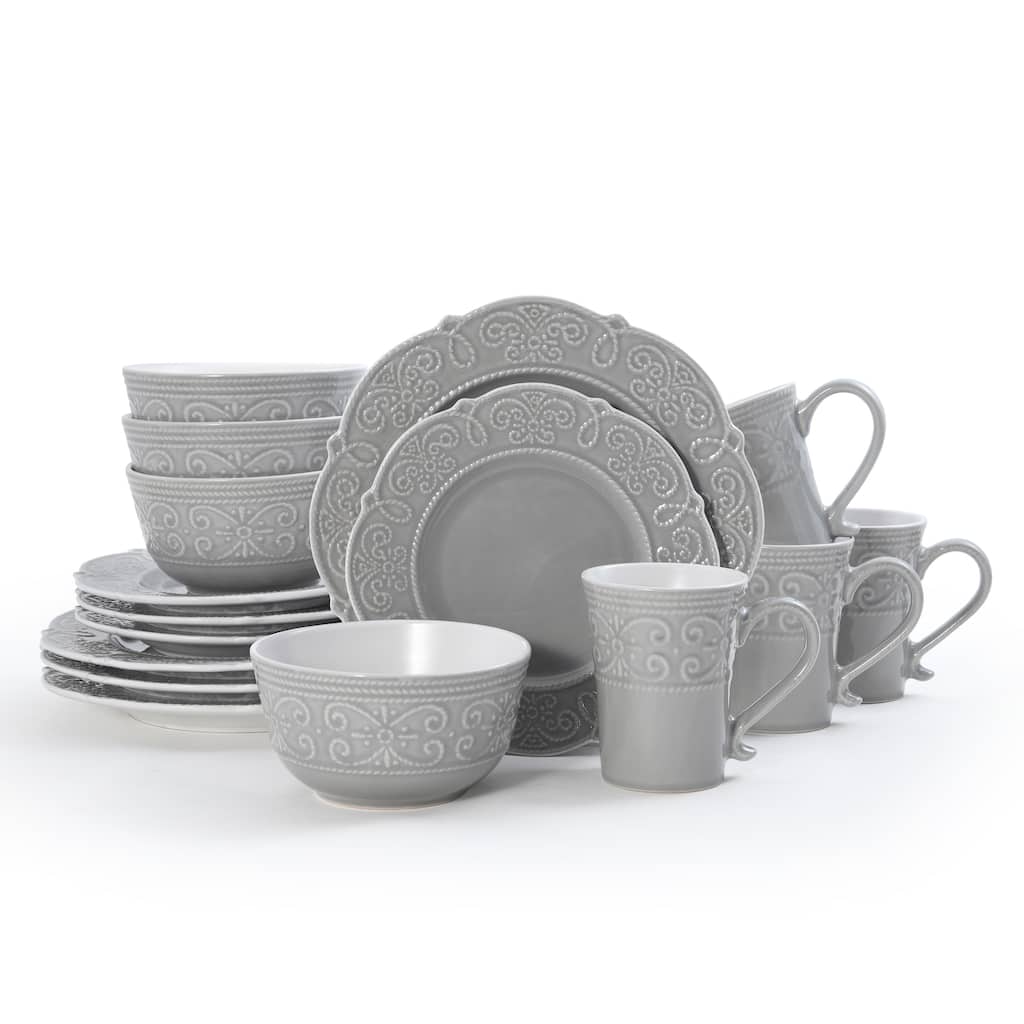 Pfaltzgraff Abby Gray 16-Piece Dinnerware Set, Service for 4