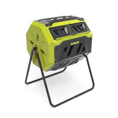 New Sun Joe SJ-CMPS1 All-Season Outdoor Tumbling Composter | Dual Sliding Chamber | 42-Gallon | 2-10 Weeks | BPA-Free Material