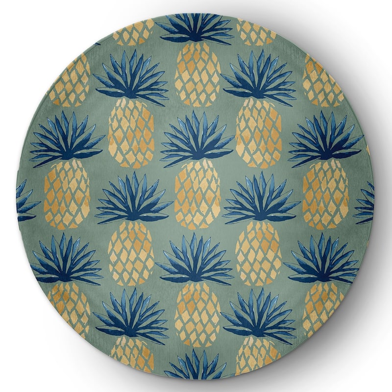 Pineapple Stripes Indoor/Outdoor Rug - Sage - 5' Round