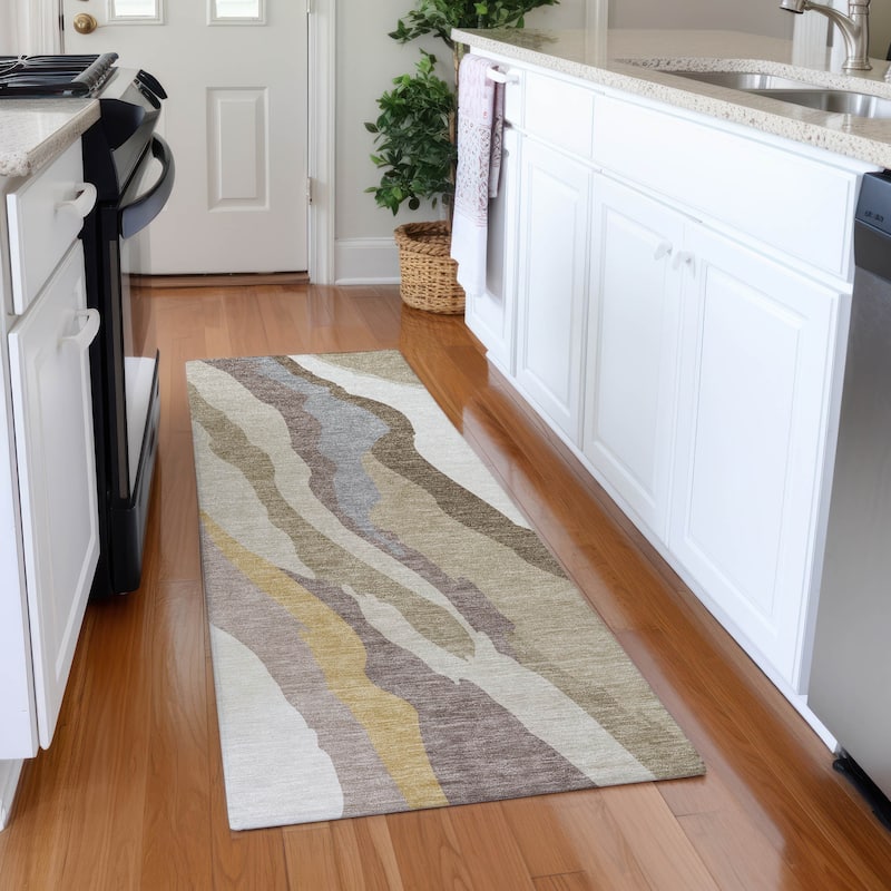 Premium Washable Super Soft Mid Century Modern Mayfield Rug - Beige - 2'3" x 7'6"