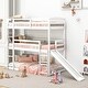 preview thumbnail 1 of 4, White Twin Pine Triple Bunk Bed with Ladders, Slide, Adjustable White