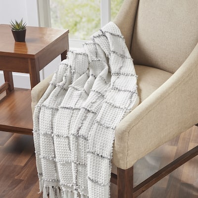 Tahari Home Jordan Grid Cotton Throw