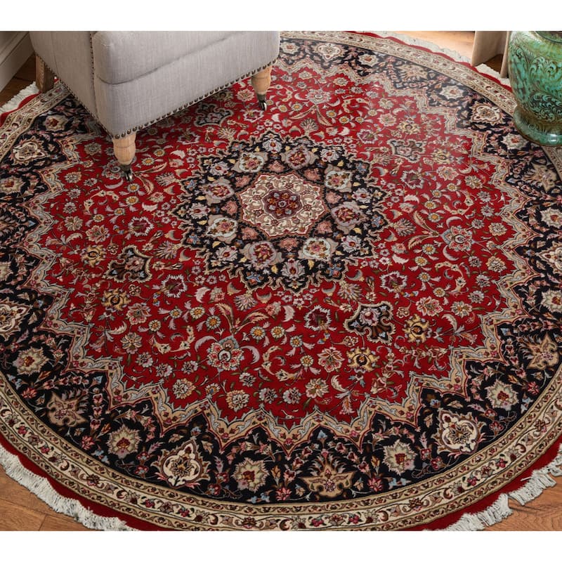 8'2''x8'2'' Round Hand Knotted Traditional Wool Red Oriental Area Rug - 8' 2'' x 8' 2''-Round