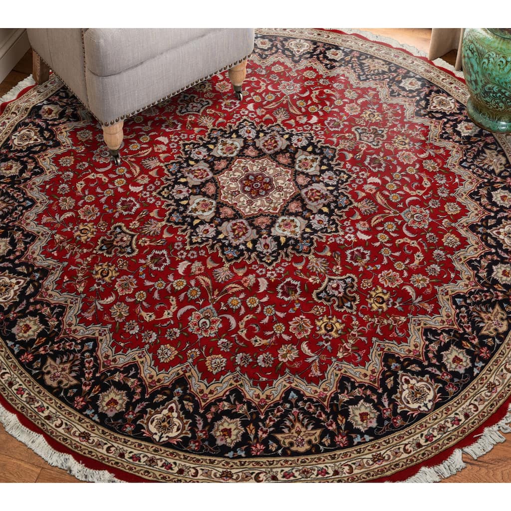 8'2''x8'2'' Round Hand Knotted Traditional Wool Red Oriental Area Rug - 8' 2'' x 8' 2''-Round