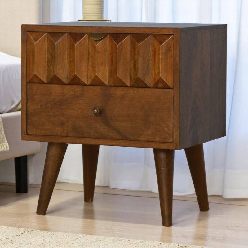 Solid Wood Chestnut Prism Nightstand