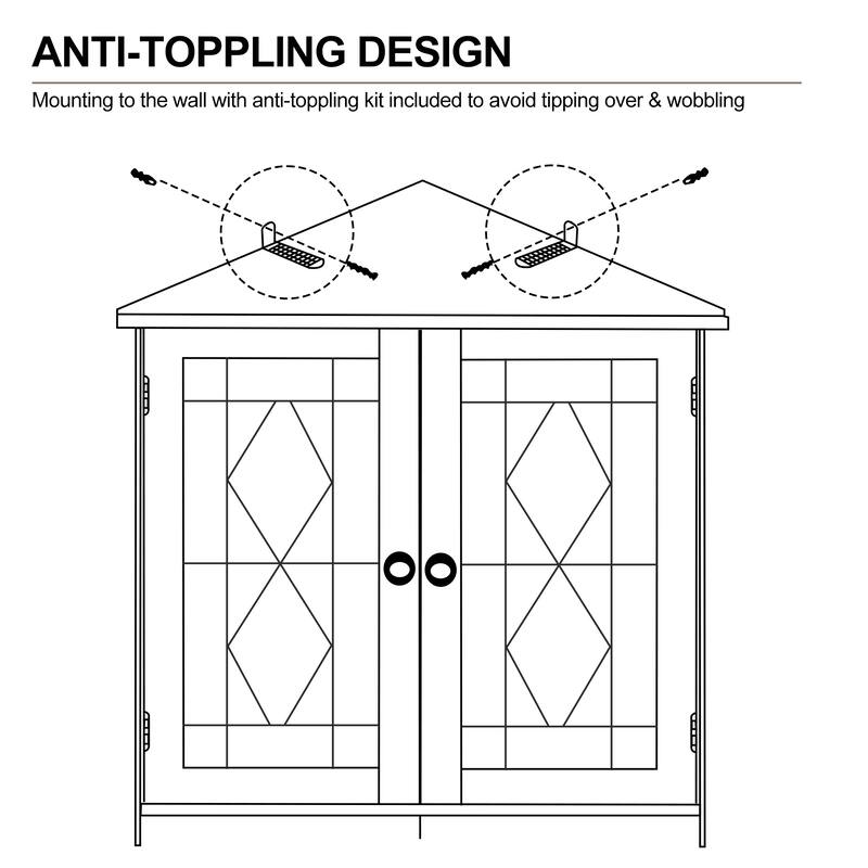 Corner Sideboard Cabinet Free-Standing Corner Storage Organizer