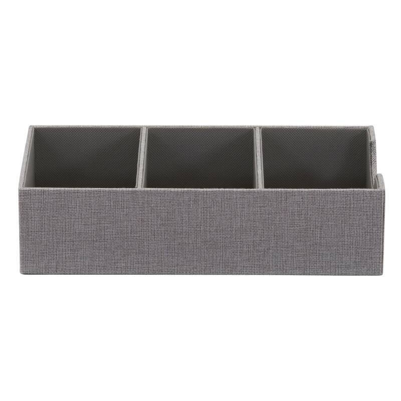 Household Essentials Accessory Organizer with Fabric Covering and Three Compartments - 12.0"L x 6.0"W x 3.0"H