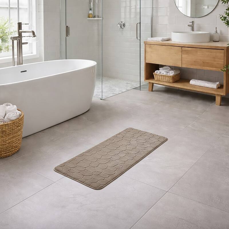 Memory Foam Runner Bath Mat Pebble Design 48x18