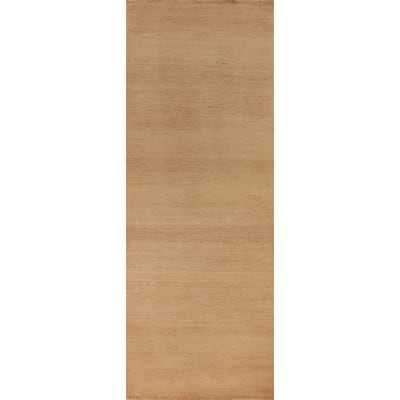 Light Brown Gabbeh Modern Runner Rug Oriental Hand-Knotted Wool Carpet - 2'7"x 9'10"
