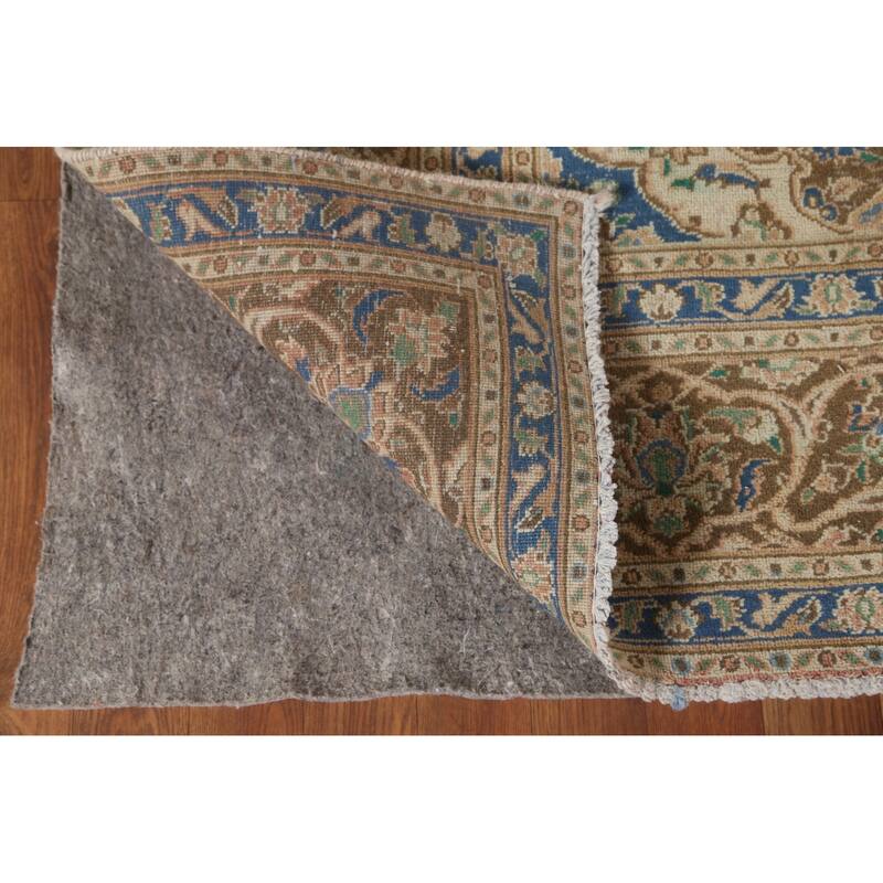 Traditional Mashad Persian Vintage Rug Handmade Orange Wool Carpet - 6'4"x 9'2"