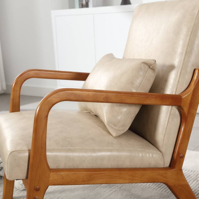 Khaki Modern 23.2" Accent Chair with Pillow