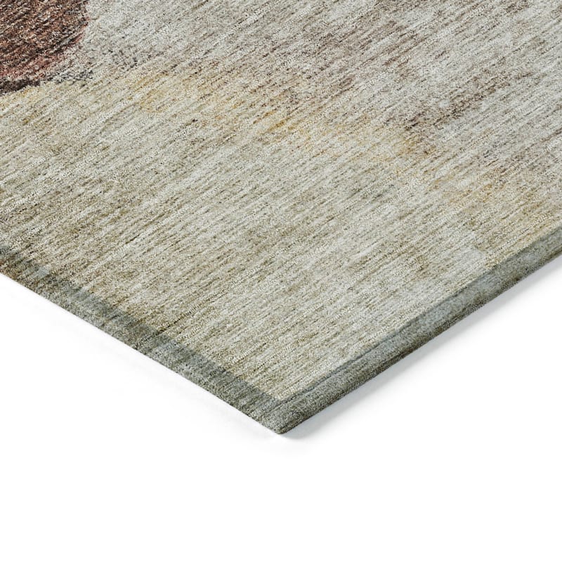 Machine Washable Indoor/ Outdoor Abstract Contemporary Chantille Rug
