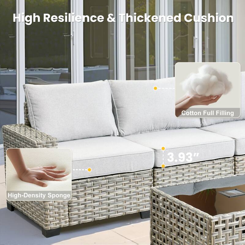 XIZZI 8-piece Outdoor Patio Wicker Furniture Set with LED Solar Coffee Table