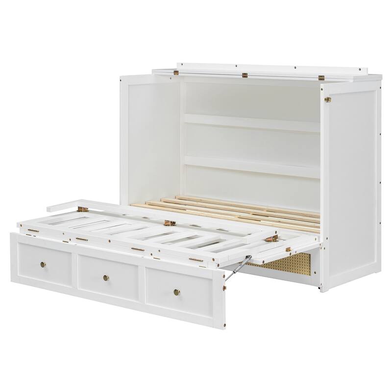 Full Size Murphy Bed with Large Storage Drawers and Space Saving Design