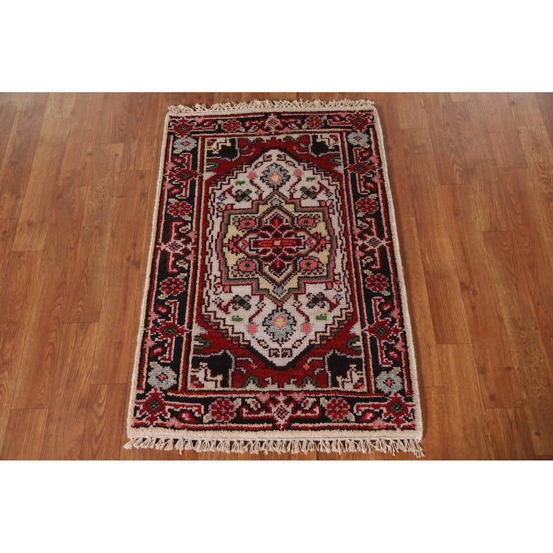 Heriz Serapi Oriental Rug Hand-Knotted Wool Carpet - 2'0"x 3'0"