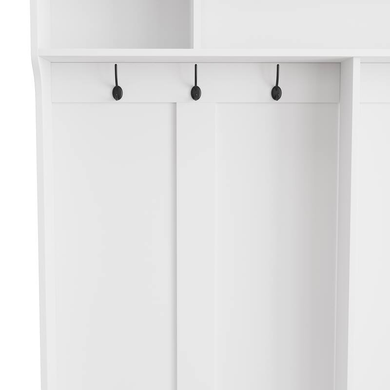 Hall Tree with Storage Space and 24 Shoe Cubbies