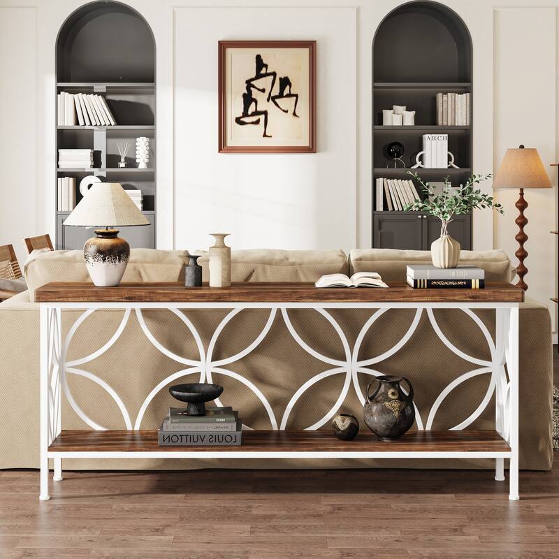 70.9 Inch Long Sofa Table, Industrial Console Table - 70.9" L × 11.8" W × 31.9" H