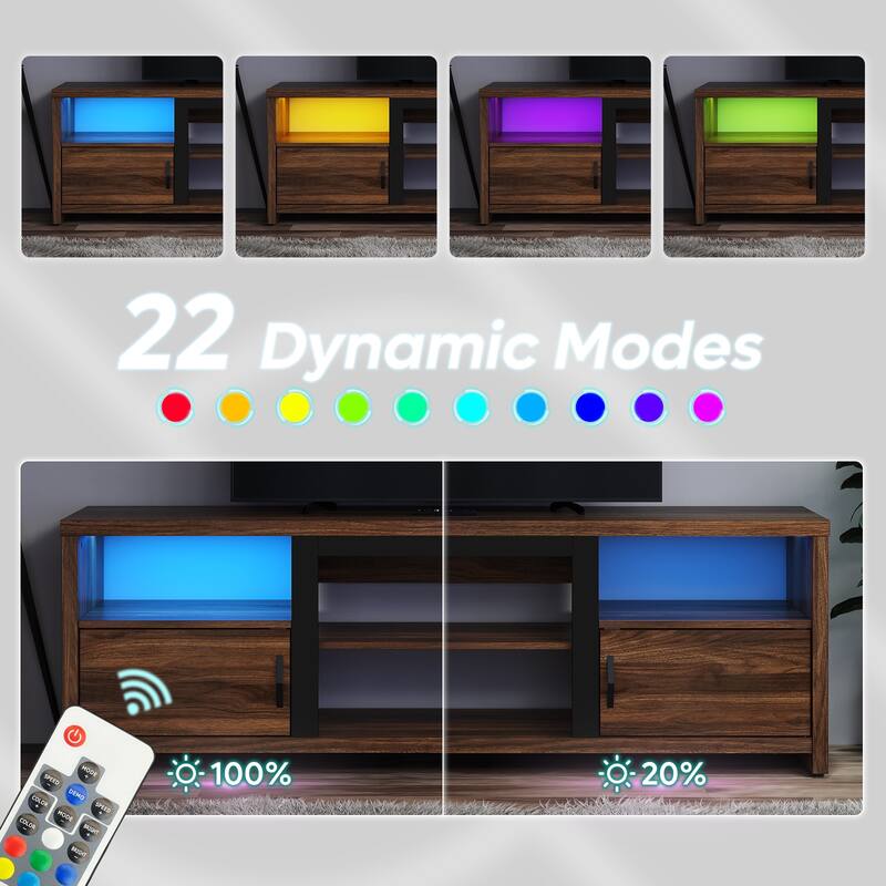 70" TV Stand Modern Entertaintment Center TV Console for 75" TVs with LED Lights - 71 inches