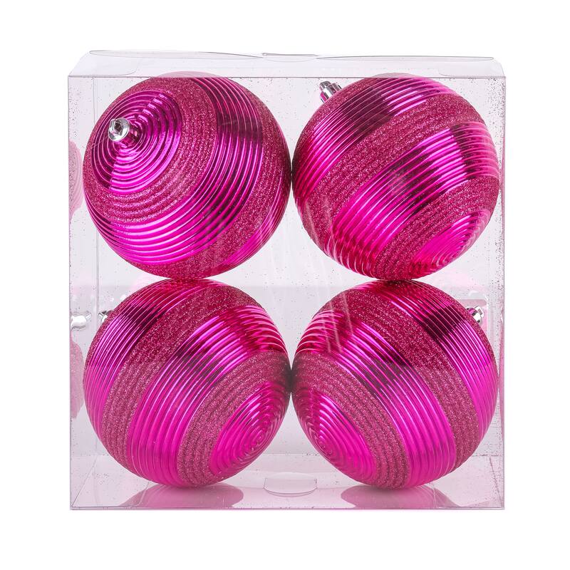 National Tree Company 4-Piece Shatterproof Swirling Pink Ornaments - 4 in