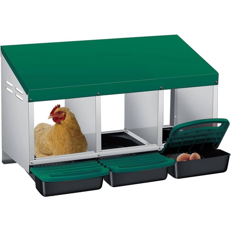 3 Holes Egg-Laying Boxes Nesting Boxes for Chickens Coops - Green