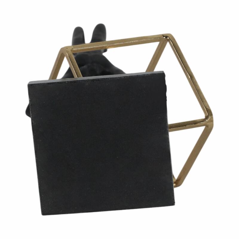 Metal Sculpture Handstand Figure on Sphere with Cube Base - 19" Black - 7" x 6" x 19"