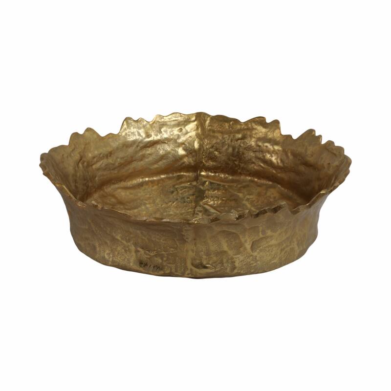 Round Metal Textured Decorative Bowl for Home Decor - 17", Gold - 17.0"