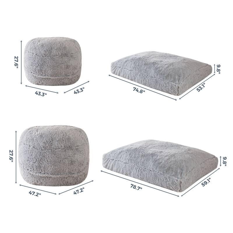 Giant Convertible Bean Bag Chair, Folds from Beanbag to Floor Mattress Bed